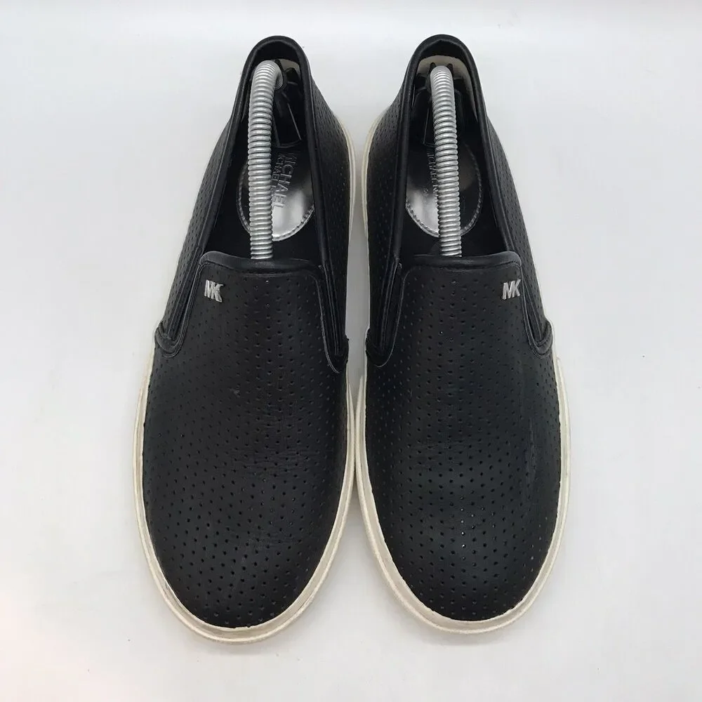 Michael Kors Boerum Lasered Leather Loafers Women's 6M Black Double Gore Shoes